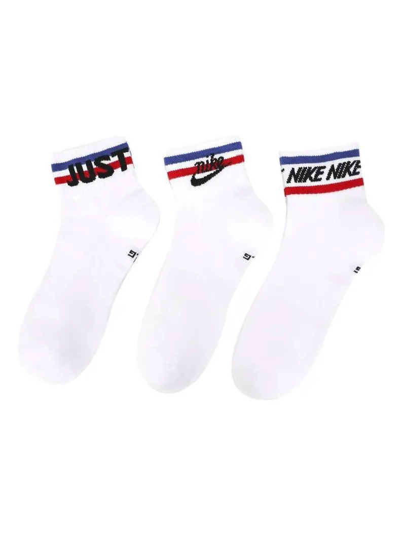 Носки Nike Everyday Ankle Alphabet Logo Pattern Casual Sports Socks 3 Pairs White — изображение 1 из 3, белый