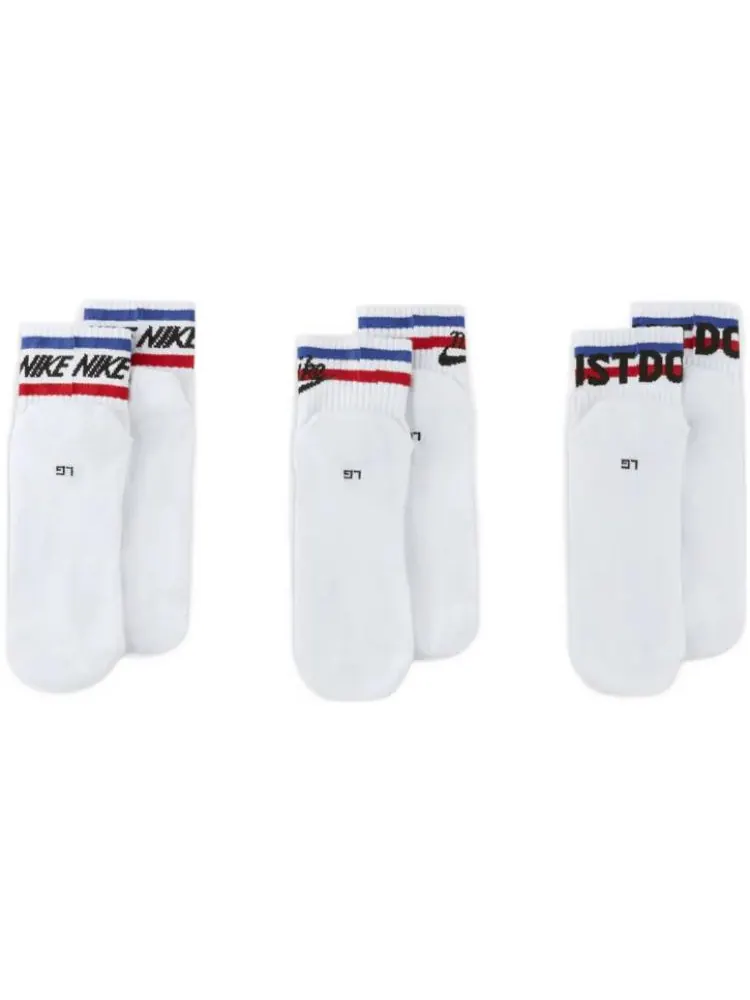 Носки Nike Everyday Ankle Alphabet Logo Pattern Casual Sports Socks 3 Pairs White — изображение 2 из 3, белый