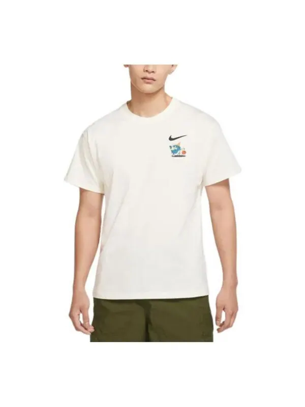 Футболка Men's Nike Logo Alphabet Cartoon Pattern Printing Round Neck Short Sleeve White T-Shirt — изображение 1 из 3, мульти