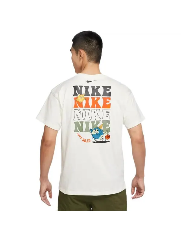 Футболка Men's Nike Logo Alphabet Cartoon Pattern Printing Round Neck Short Sleeve White T-Shirt — изображение 3 из 3, мульти