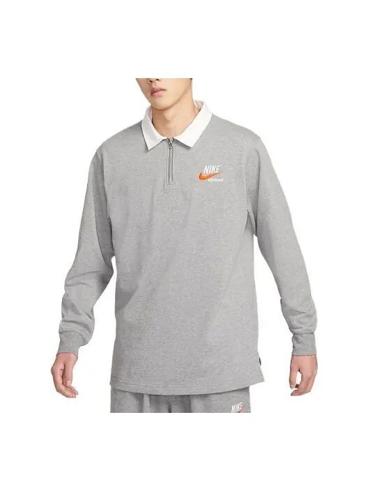 Футболка Nike Sportswear Trend Men's Rugby Tops 'Carbon Gray Sail White Pewter Gray' — изображение 1 из 3, серый/белый/серый
