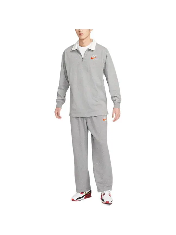 Футболка Nike Sportswear Trend Men's Rugby Tops 'Carbon Gray Sail White Pewter Gray' — изображение 3 из 3, серый/белый/серый
