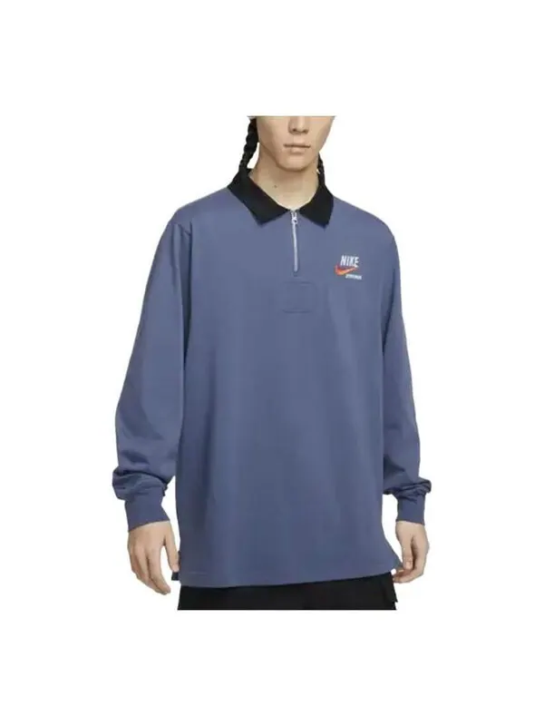 Футболка Nike Sportswear Trend Men's Rugby Tops 'Finn Blue Black' — изображение 1 из 3, синий/черный