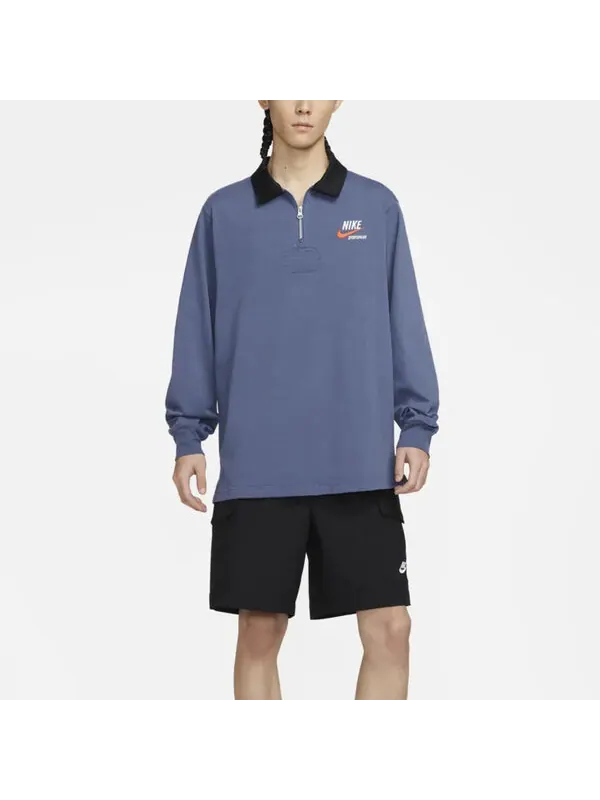 Футболка Nike Sportswear Trend Men's Rugby Tops 'Finn Blue Black' — изображение 3 из 3, синий/черный