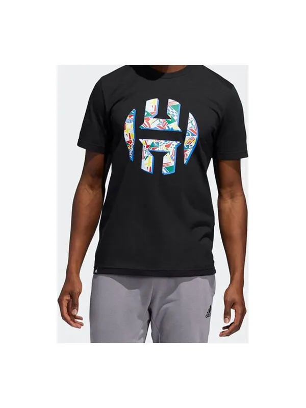 Футболка batw hrdn logo sports basketball short sleeve tee men black Adidas — изображение 1 из 4, черный