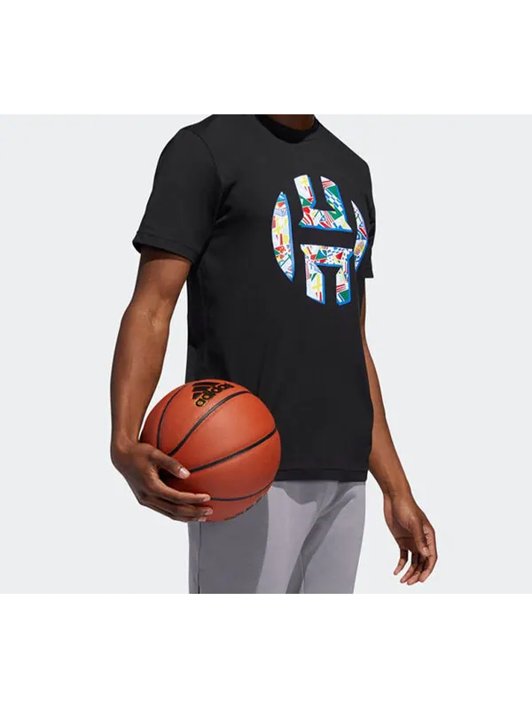 Футболка batw hrdn logo sports basketball short sleeve tee men black Adidas — изображение 2 из 4, черный