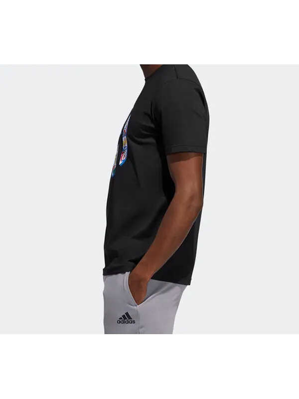 Футболка batw hrdn logo sports basketball short sleeve tee men black Adidas — изображение 3 из 4, черный