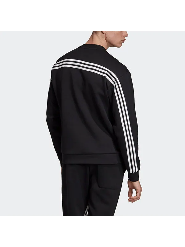 Толстовка adidas M Mh 3s Crew Casual Sports Solid Color Round Neck Black — изображение 4 из 4, черный