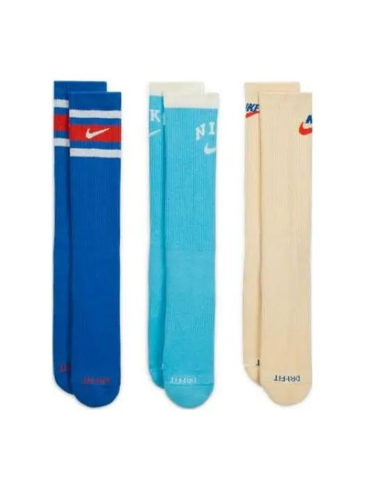 Носки everyday plus cushion 3 pack crew socks 'blue beige' Nike — изображение 1 из 2, синий/бежевый/желтый