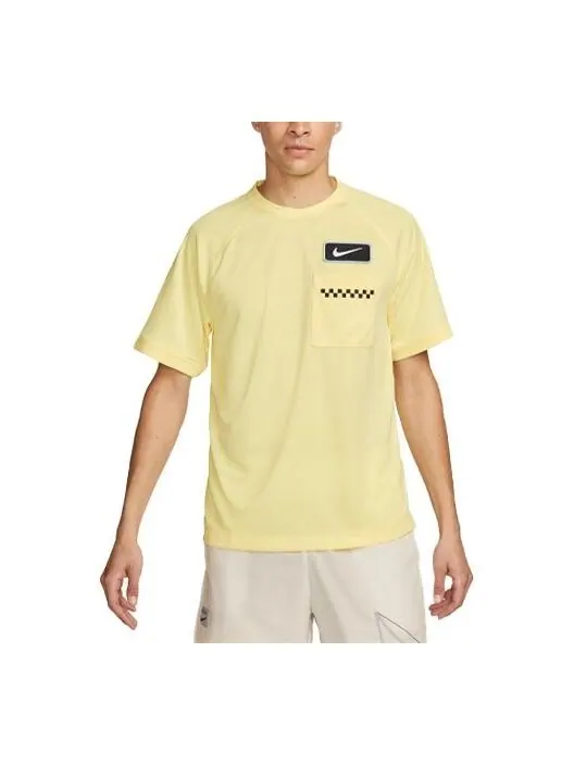 Футболка Nike Dri-Fit Pocket Quick Release Sports Short T-shirt 'Light Yellow' — изображение 1 из 3, желтый/черный