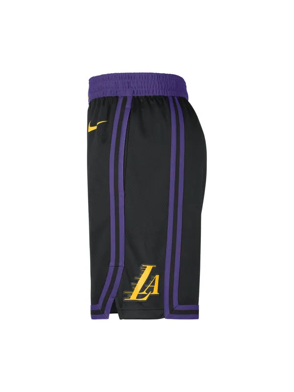 Шорты dri fit nba los angeles lakers swingman city edition шорты Nike — изображение 3 из 3, черный/фиолетовый/желтый