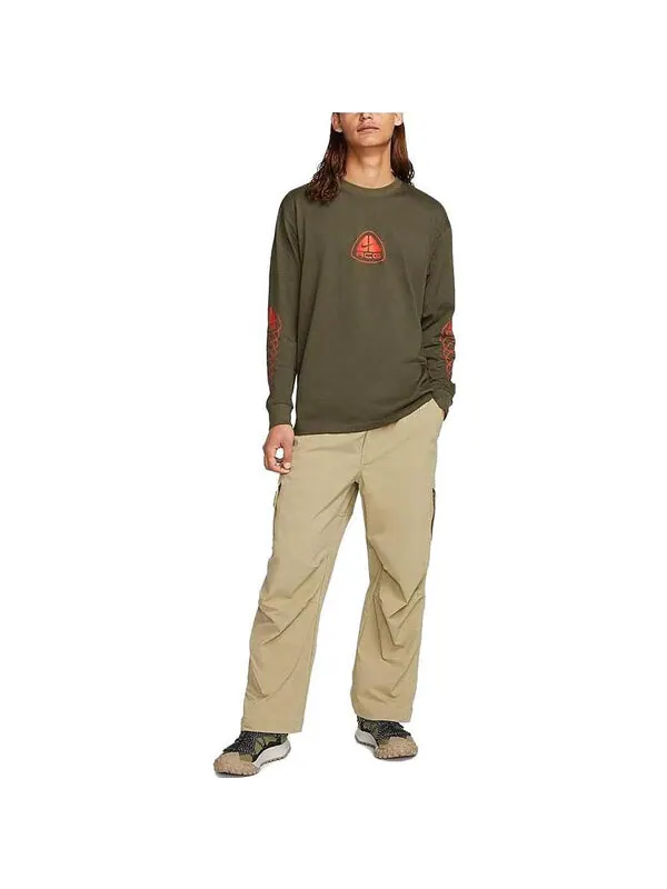 Футболка Nike ACG Long Sleeve Tee Lungs 'Khaki' — изображение 2 из 4, хаки зеленый