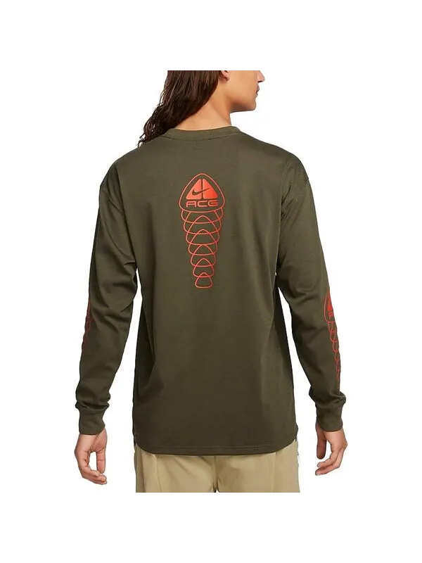 Футболка Nike ACG Long Sleeve Tee Lungs 'Khaki' — изображение 3 из 4, хаки зеленый