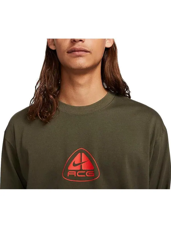 Футболка Nike ACG Long Sleeve Tee Lungs 'Khaki' — изображение 4 из 4, хаки зеленый