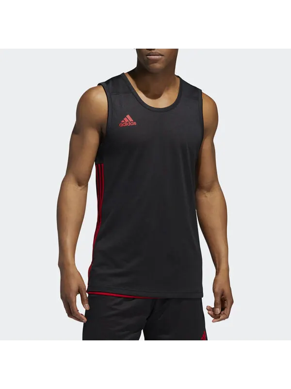 Майка adidas Basketball Training Casual Breathable Knitted Vest Men Black/Red — изображение 3 из 4, черный/красный