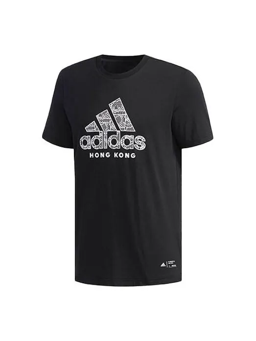 Футболка kc graphic casual printing city round neck short sleeve black Adidas — изображение 1 из 4, черный