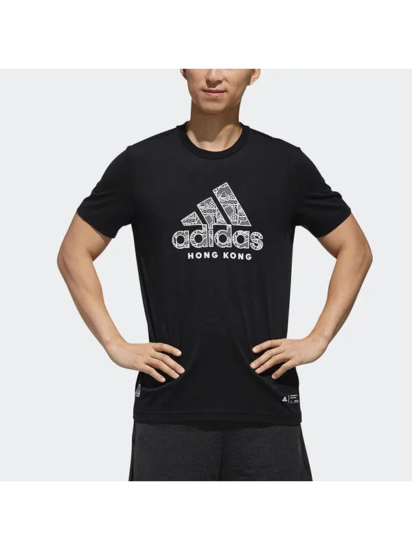Футболка kc graphic casual printing city round neck short sleeve black Adidas — изображение 3 из 4, черный