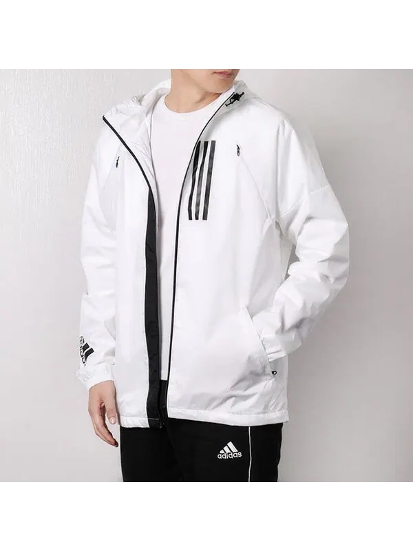 Куртка adidas W.D.N Jacket Fleece-Lined Running Hoody Windbreaker Hoodie 'White' — изображение 3 из 4, белый