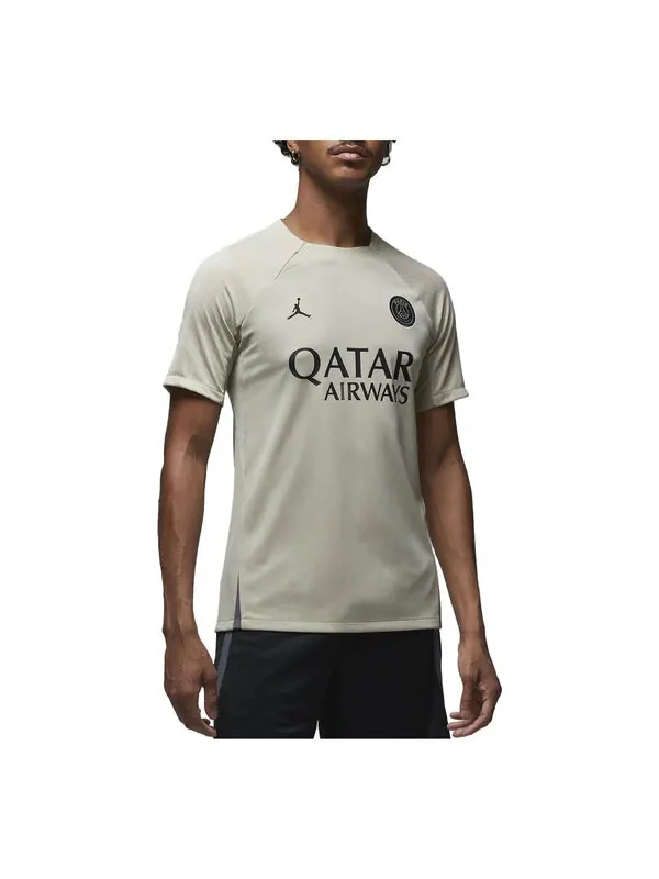 Футболка x Paris Saint Germain Strike Third Dri Fit Soccer с коротким рукавом Air Jordan — изображение 1 из 4, серый/черный