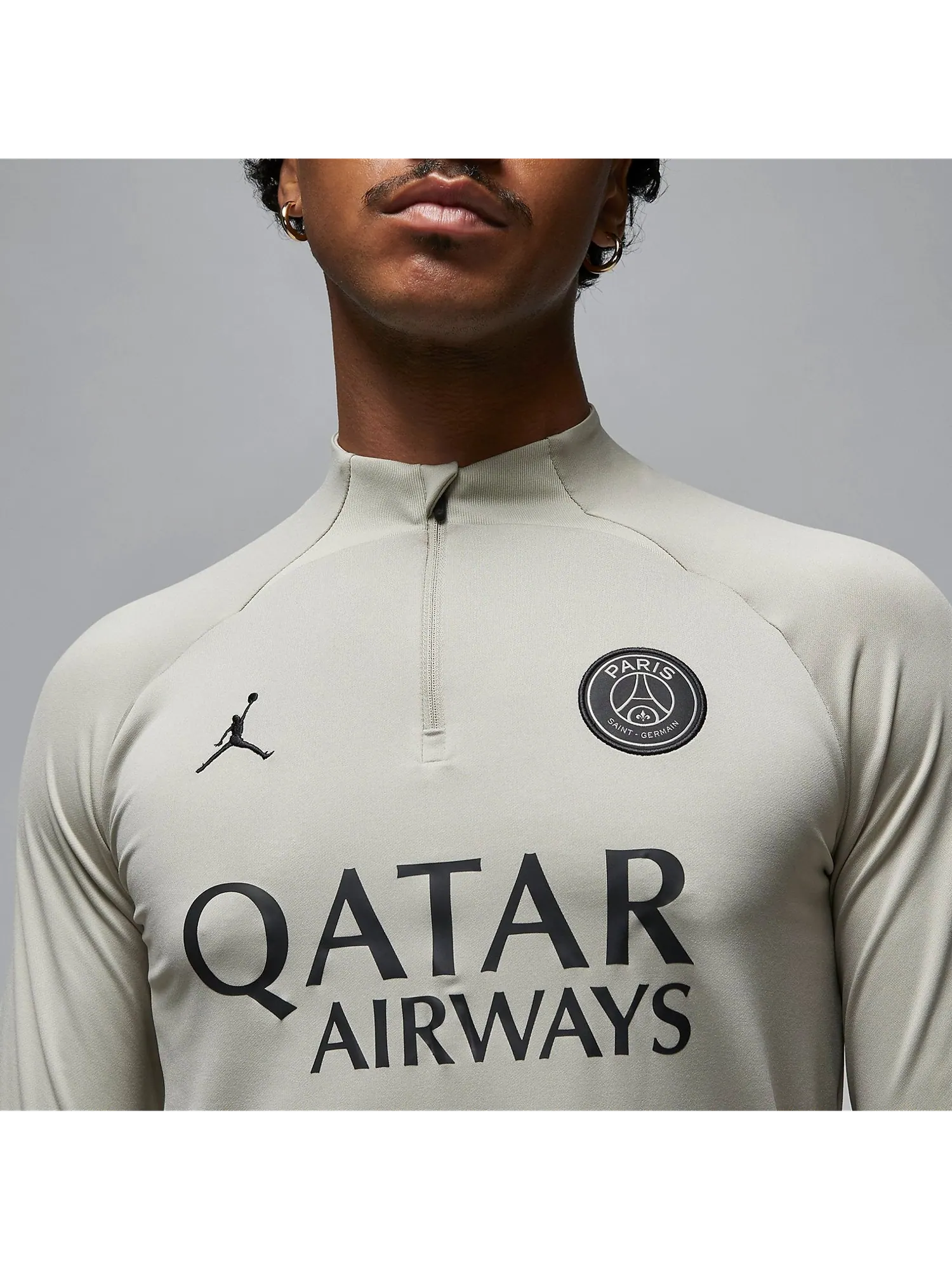 Спортивный топ Air Jordan x Paris Saint-Germain Dri-FIT Knit Soccer Drill Top 'Stone' DZ0844-231 — изображение 2 из 6, серый