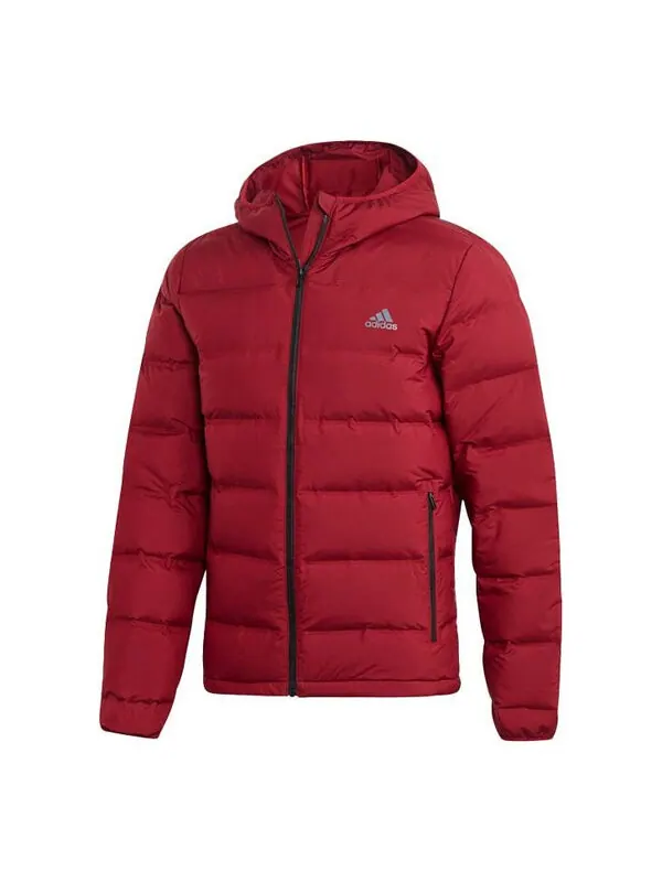 Пуховик adidas Helionic Ho Jkt Outdoor Slim Fit hooded down Jacket Wine Red — изображение 1 из 4, винный красный
