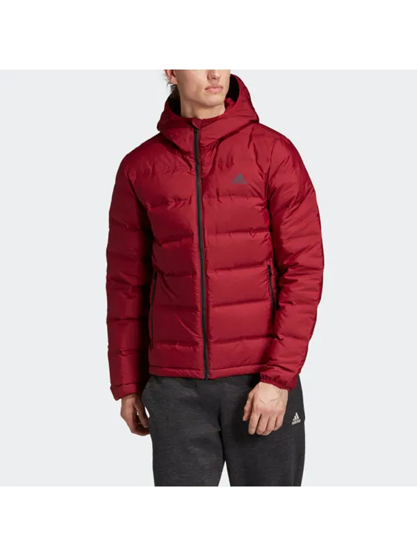 Пуховик adidas Helionic Ho Jkt Outdoor Slim Fit hooded down Jacket Wine Red — изображение 3 из 4, винный красный