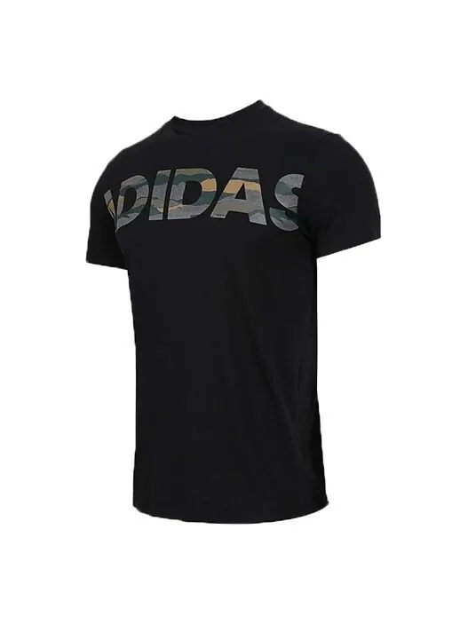 Футболка logo large alphabet printing short sleeve black Adidas — изображение 1 из 4, черный