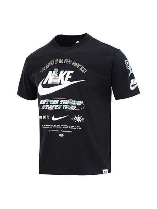 Футболка Nike Sportswear T-Shirt 'Black' — изображение 1 из 3, черный/мульти