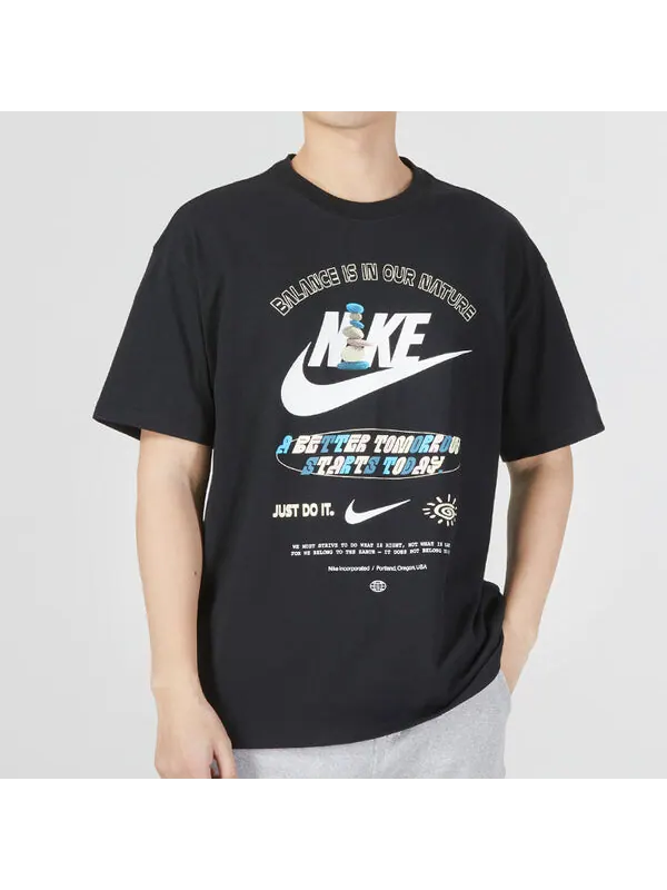 Футболка Nike Sportswear T-Shirt 'Black' — изображение 2 из 3, черный/мульти
