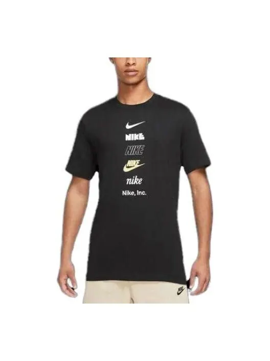 Футболка Nike T-Shirt Multi Logo 'Black' — изображение 1 из 3, черный/мульти