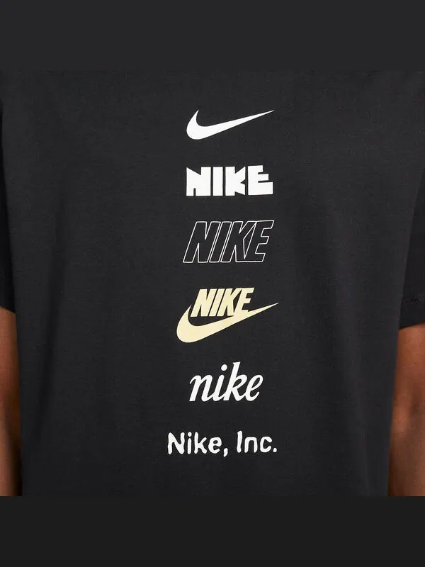 Футболка Nike T-Shirt Multi Logo 'Black' — изображение 2 из 3, черный/мульти