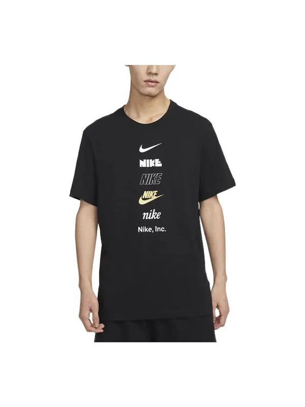 Футболка спортивная футболка с несколькими логотипами Nike — изображение 1 из 3, черный/мульти