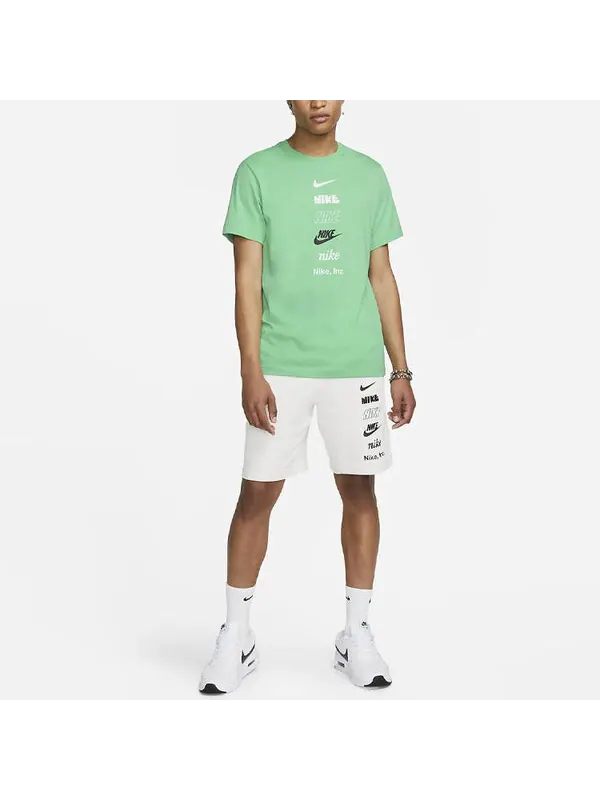 Футболка Nike Multi Logo T-Shirt 'Green' — изображение 3 из 4, зеленый/мульти
