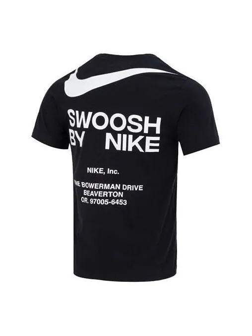 Футболка Nike Sportswear Big Swoosh Running Gym Cotton T-Shirt 'Black' — изображение 1 из 4, черный/мульти