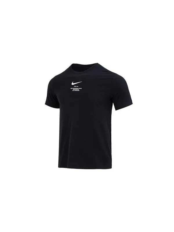 Футболка Nike Sportswear Big Swoosh Running Gym Cotton T-Shirt 'Black' — изображение 2 из 4, черный/мульти