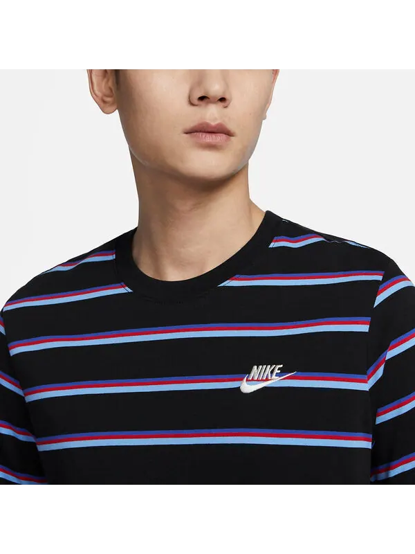 Футболка Nike Sportswear Striped Short Sleeves 'Blue' — изображение 2 из 3, черный