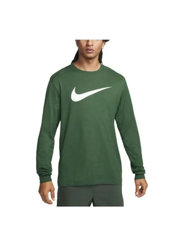 Футболка спортивная одежда футболка с длинным рукавом Nike — изображение 1 из 2, зеленый