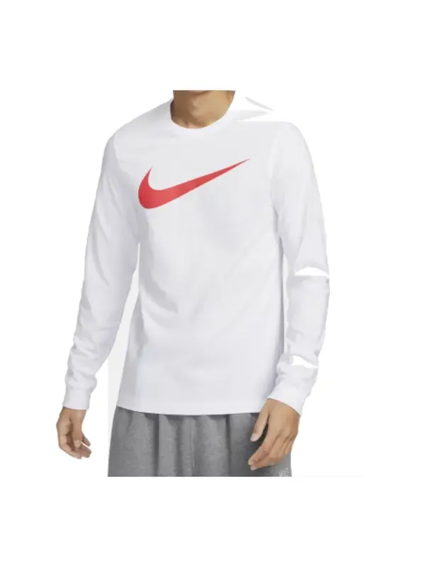 Футболка спортивная одежда футболка с длинным рукавом Nike — изображение 1 из 1, белый/красный