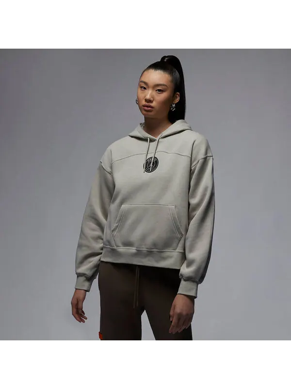 Толстовка (WMNS) Air Jordan x Paris Saint-Germain Hoodie Asia Sizing 'Stone', цвет stone/magma — изображение 2 из 4