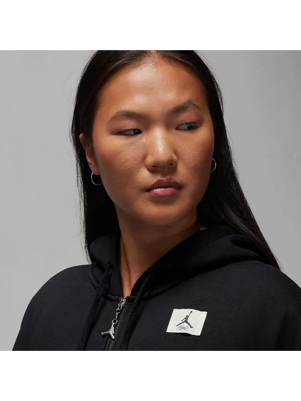 Толстовка (WMNS) Air Jordan Flight Full-Zip Hoodie 'Black' — изображение 3 из 4, черный