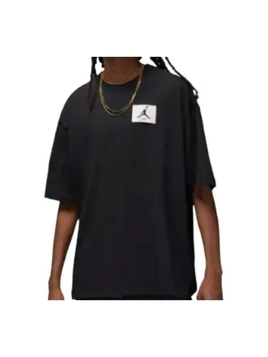 Футболка Men's Air Jordan FW22 Round Neck Logo Label Short Sleeve Black T-Shirt — изображение 1 из 1, черный