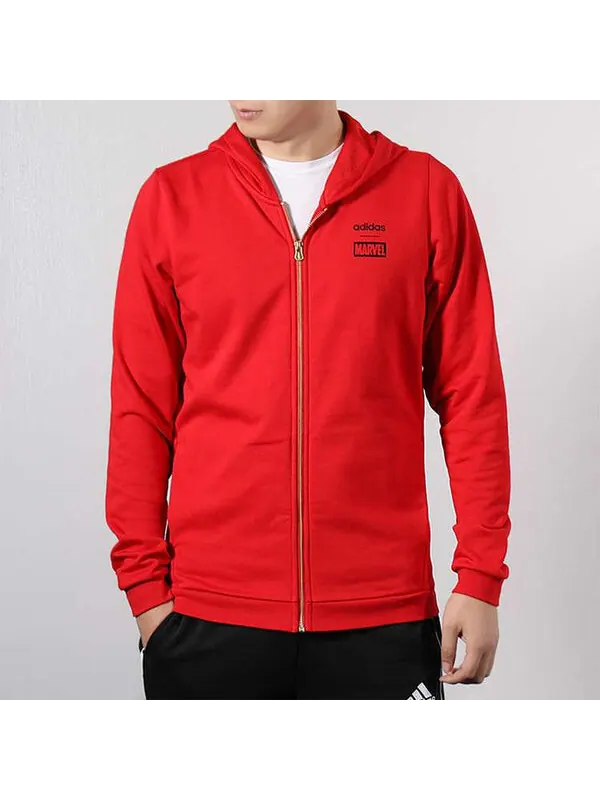 Куртка adidas neo x MARVEL Crossover Back logo Casual Sports Hooded Jacket Red — изображение 3 из 4, красный