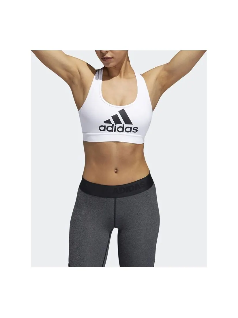(WMNS) Спортивный бюстгальтер Adidas Don't Rest Badge of Sport Bra 'White Black' — изображение 3 из 3, белый/черный