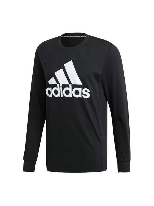 Толстовка adidas Sports Breathable Round-neck Long-sleeve Tee Hooded Shirt Men Black — изображение 1 из 4, черный