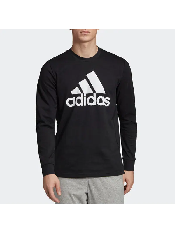 Толстовка adidas Sports Breathable Round-neck Long-sleeve Tee Hooded Shirt Men Black — изображение 3 из 4, черный