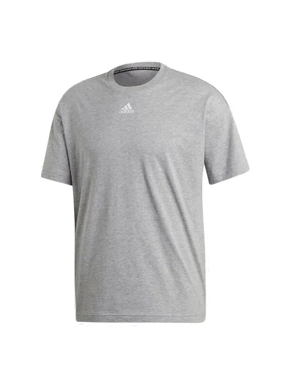 Футболка logo printing stripe causual ventilate male grey Adidas — изображение 1 из 4, серый