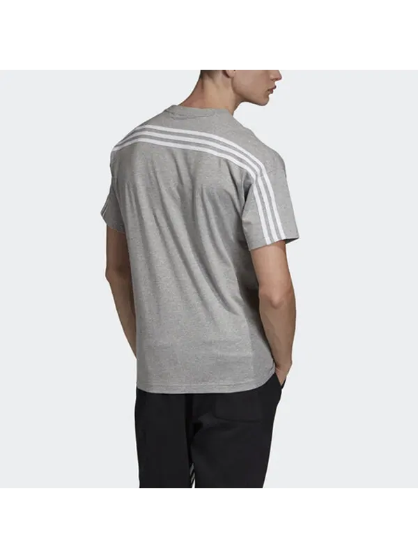 Футболка logo printing stripe causual ventilate male grey Adidas — изображение 4 из 4, серый