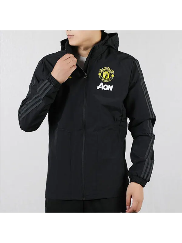 Куртка adidas Soccer/Football Manchester United Woven Stand Collar Jacket Black — изображение 3 из 4, черный