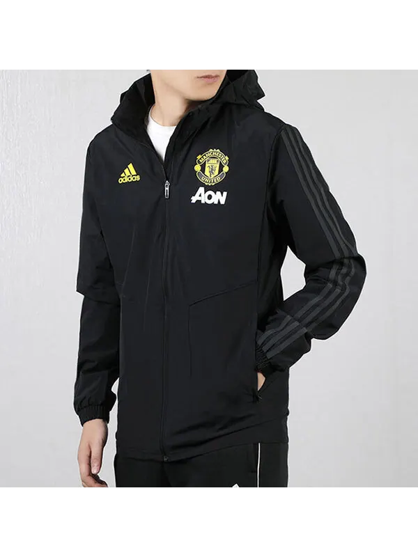 Куртка adidas Soccer/Football Manchester United Woven Stand Collar Jacket Black — изображение 4 из 4, черный