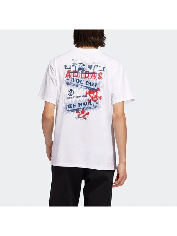 Футболка originals wehaultee skateboard printing sports round neck short sleeve white Adidas — изображение 3 из 4, белый